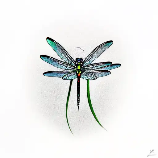 Dragonfly with a flower tattoo design idea