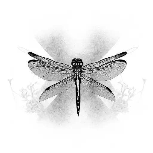 Dragonfly rose tattoo design idea
