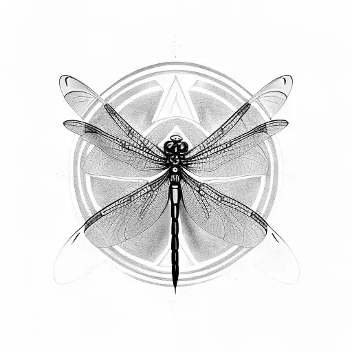 Dragonfly with a flower tattoo design idea