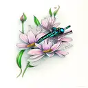 Dragonfly with a flower tattoo design idea