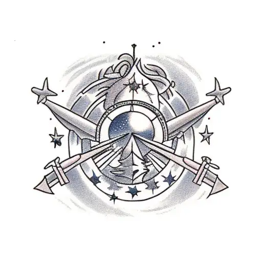 2000 vertical with sagittarius stars  tattoo design idea