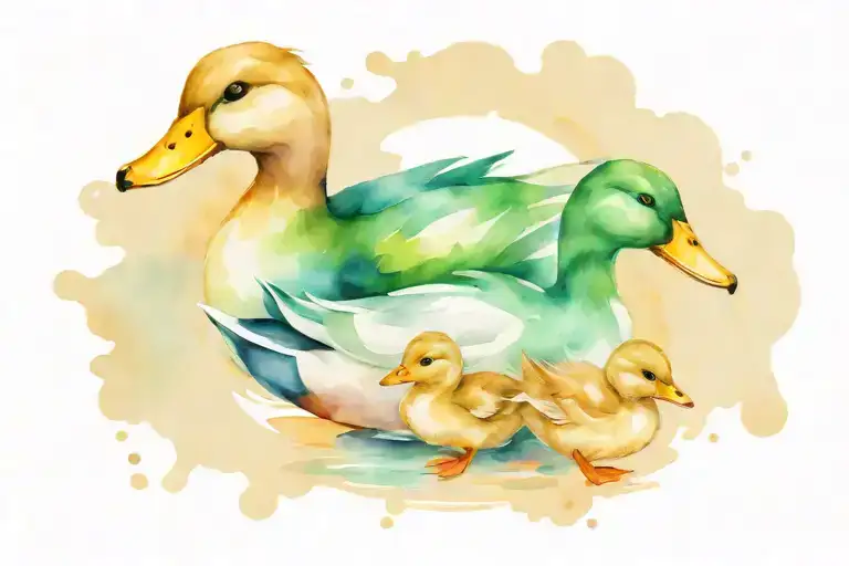 duck family tattoo design idea
