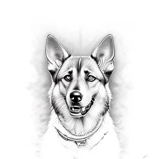 malinois dog with a women  tattoo design idea