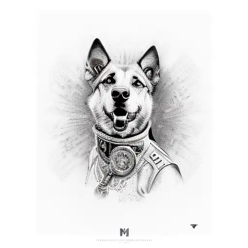 malinois dog with a girl in back  tattoo design idea