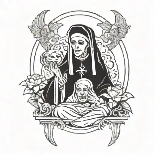 see no evil hear no evil speak no evil nun tattoo design idea