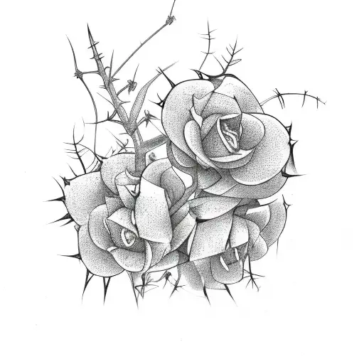 Vine with thorns and pentagonal flowers tattoo design idea