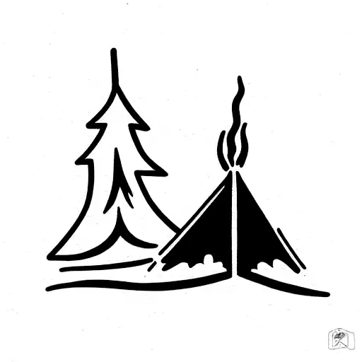 ghosts chilling next to bonfire  tattoo design idea