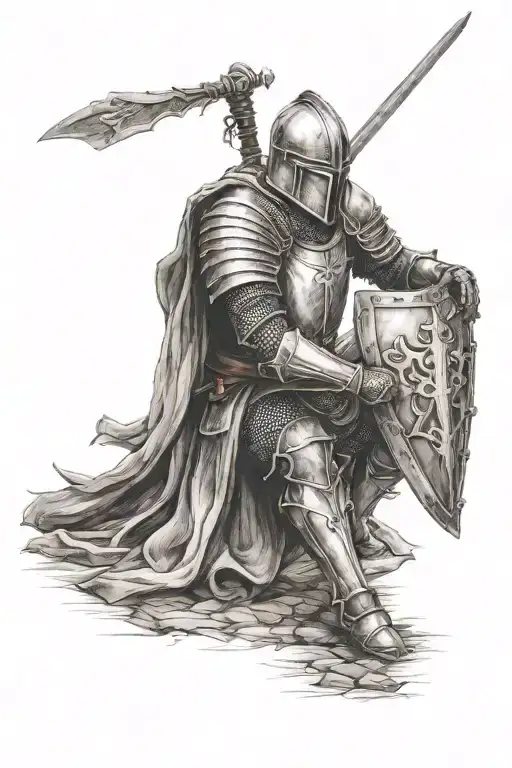 knight kneeling tattoo design idea