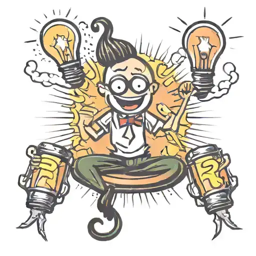 poop stick figure with light bulb moment tattoo design idea