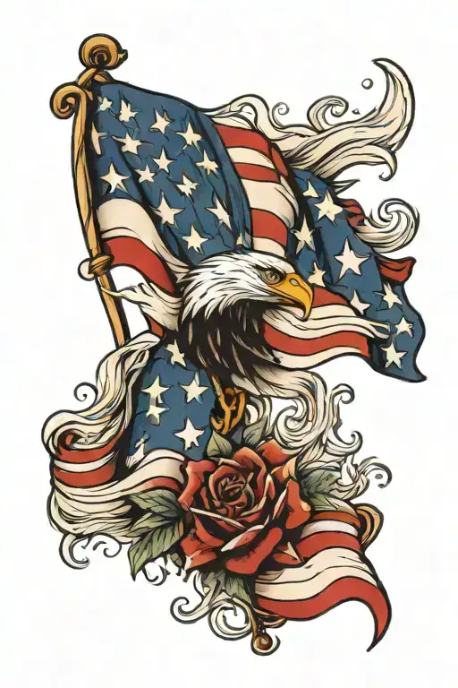 patriotic American flag tattoo design idea