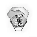 skeleton in a hammock between two palm trees with an umbrella drink tattoo design idea