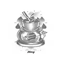 The words "honey pot" in cursive  tattoo design idea