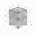 A magical cube with vibrant colors and glowing symbols floating in space tattoo design idea