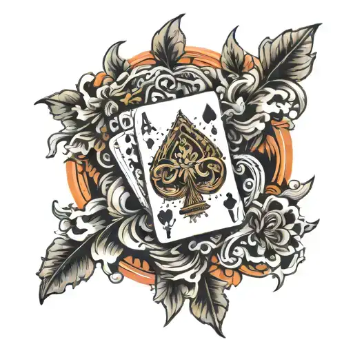 "Bet on yourself" playing cards surrounded tattoo design idea