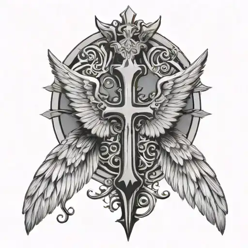 gangsta cross tattoo design wings flying tattoo design idea