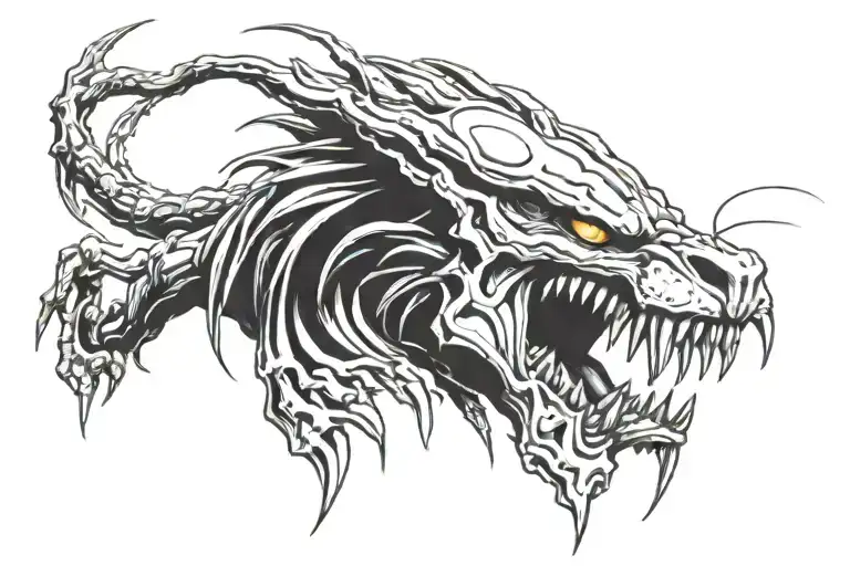 scar lion face, xenomorph Alien, cell dragonballz tattoo design idea