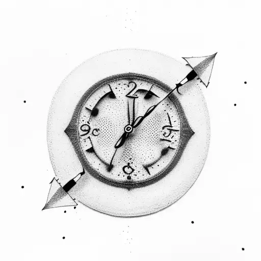 Dotwork "Broken Sand Clock" Tattoo Idea BlackInk AI