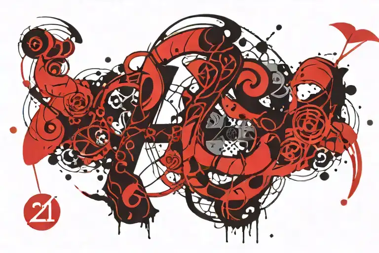 symbolizing good luck with the number 21 tattoo design idea