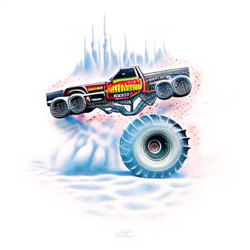 monster truck tattoo design idea