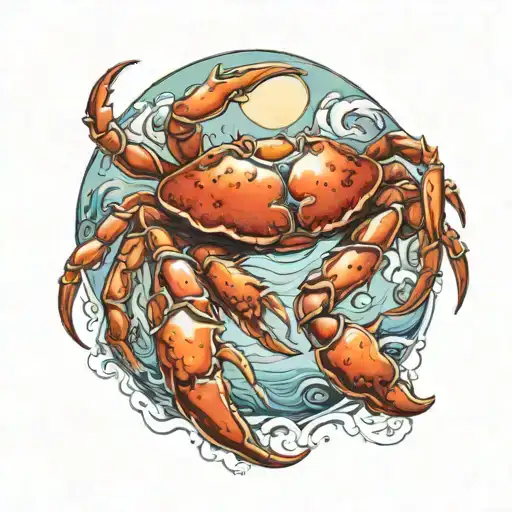 crabe, spiritualité, océan, lune, vie tattoo design idea