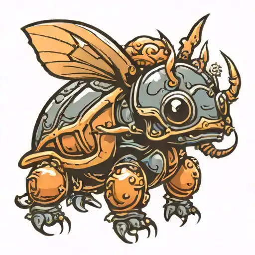 traditional style Japanese rhinoceros beetle  tattoo design idea
