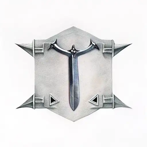 medieval sword, little stars tattoo design idea