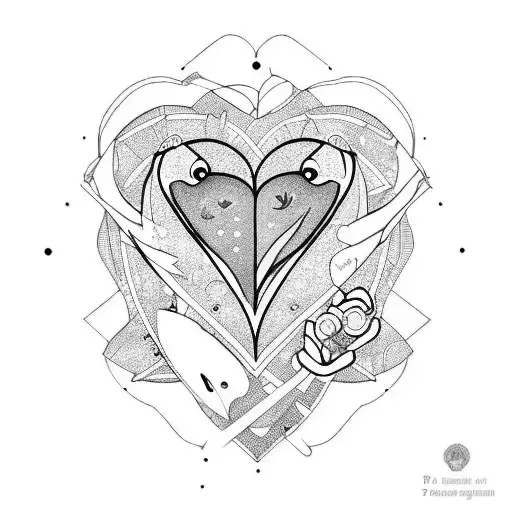 pisces with a broken heart under repair tattoo design idea