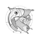 pisces with a broken heart under repair tattoo design idea