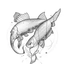 pisces with a broken heart under repair tattoo design idea