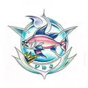 pisces with a broken heart under repair tattoo design idea