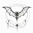 A minimalist tattoo of a paint splatter morphing into a Gothic bat silhouette tattoo design idea