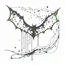 A minimalist tattoo of a paint splatter morphing into a Gothic bat silhouette tattoo design idea