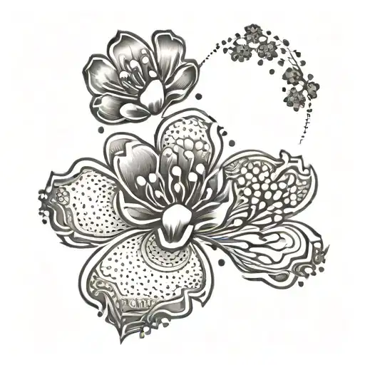 plum blossom paw print tattoo design idea