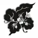 black and white plum blossom branches paw print surrounded tattoo design idea