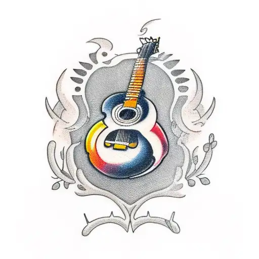 guitar made of hunting tattoo design idea