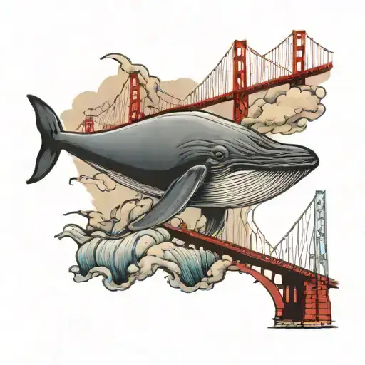 Whale over golden gate bridge tattoo design idea