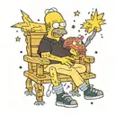 bob belcher and Homer Simpson sitting on bench watching stars tattoo design idea
