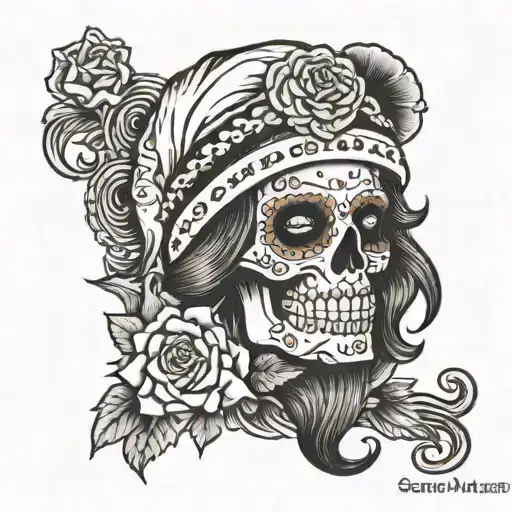 Santa muerta tattoo design idea