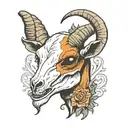 goat skull with broken horns tattoo design idea