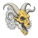 goat skull with broken horns tattoo design idea