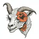 goat skull with broken horns tattoo design idea
