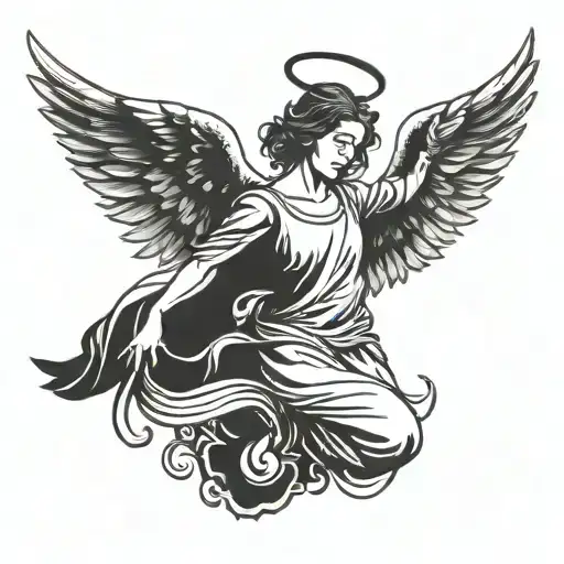 Angel takes off to success intelligence and happiness tattoo design idea