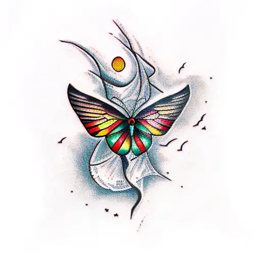 TORNADO WITH BUTTERFLY tattoo design idea