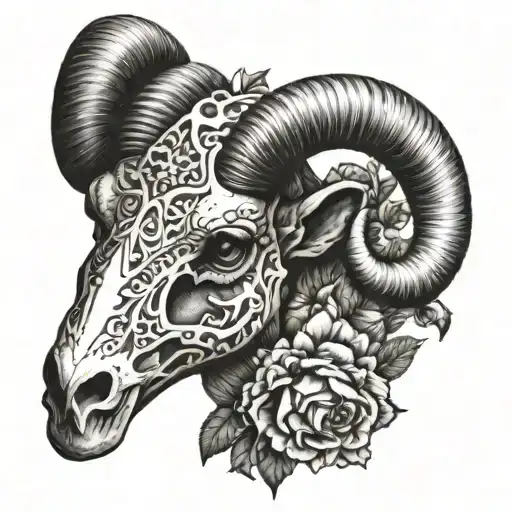 ram skull and suicide boys tattoo design idea