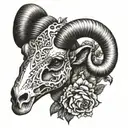 ram skull and suicide boys tattoo design idea