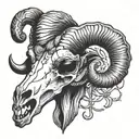 ram skull and suicide boys tattoo design idea