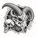 ram skull and suicide boys tattoo design idea