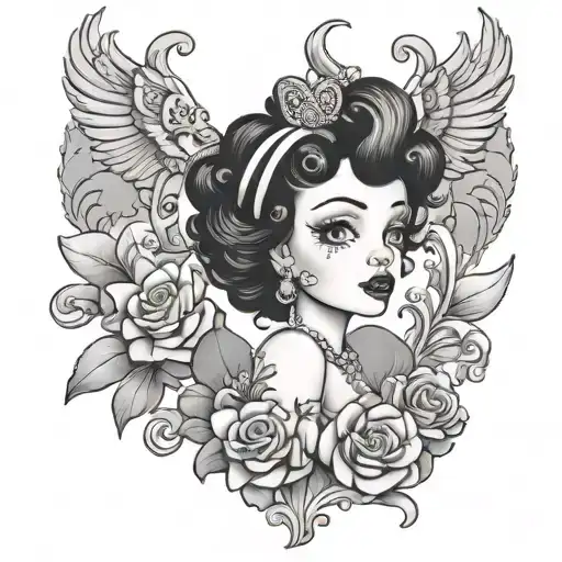 Betty boop in Russian style tattoo design idea