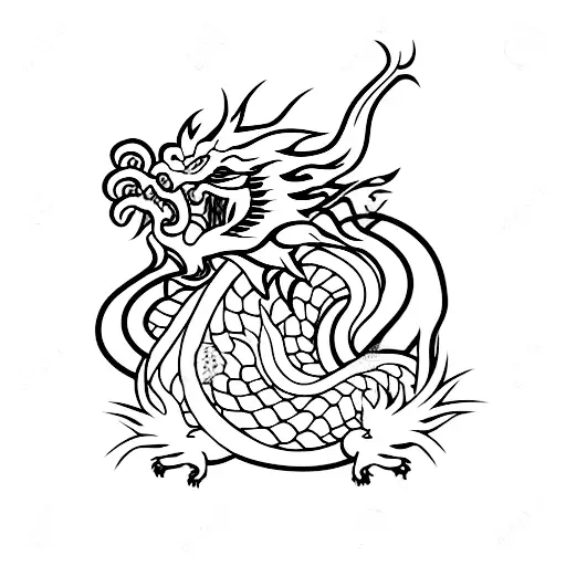 Chinese dragon wrapped around an anime character tattoo design idea