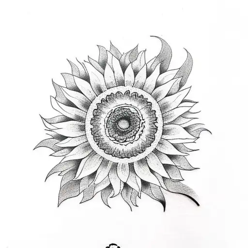 Japanese "Sunflower" Tattoo Idea BlackInk AI